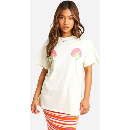 T-shirt Petite oversize in Shell multicolore - boohoo - Modalova