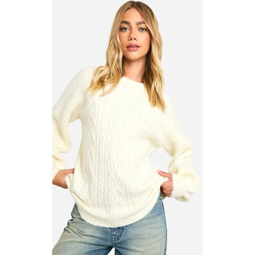 Maglione a girocollo oversize in maglia intrecciata - boohoo - Modalova