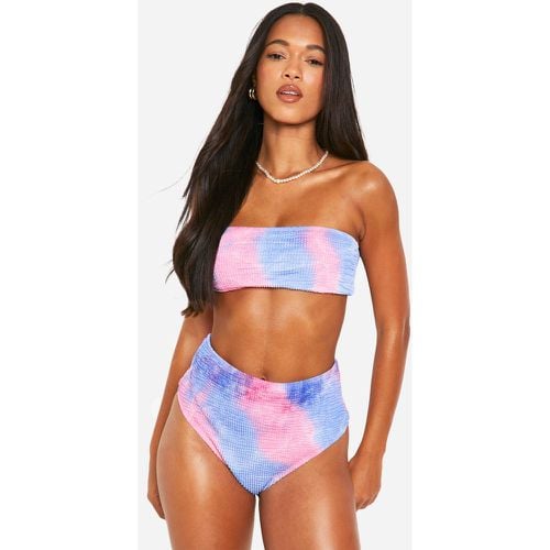 Top bikini a fascia in fantasia tie dye effetto goffrato - boohoo - Modalova