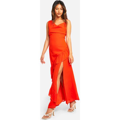 Vestido Maxi De Chifón Con Abertura Y Volante - boohoo - Modalova