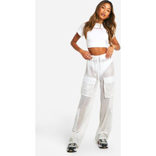 Pantalón Cargo Recto Metálico Transparente - boohoo - Modalova