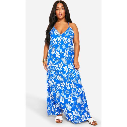 Plus Hibiscus V Neck Strappy Maxi Dress - boohoo - Modalova