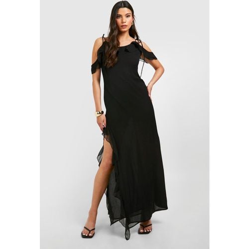 Vestido Maxi De Chifón Con Volante Y Abertura - boohoo - Modalova