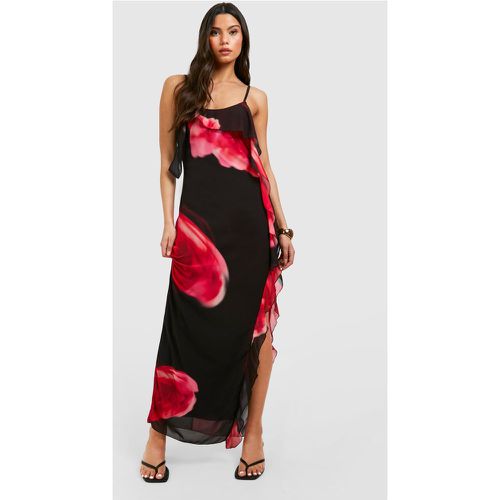 Vestito maxi in chiffon a fiori con arricciature - boohoo - Modalova