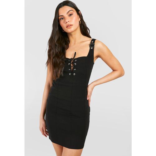 Vestido Mini De Bengalina Estilo Corsé Con Tiras Cruzadas - boohoo - Modalova