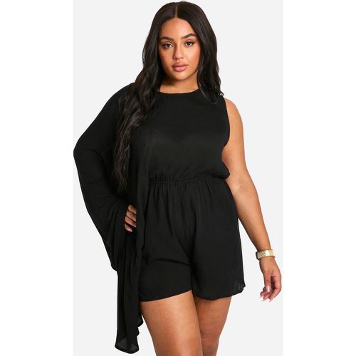 Tutina morbida monospalla Plus Size effetto crespo - boohoo - Modalova