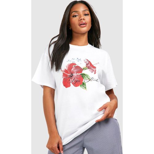 Oversized Flower Graphic Cotton Tee - boohoo - Modalova