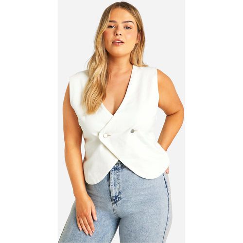 Gilet lungo Plus Size in denim color ecrù - boohoo - Modalova