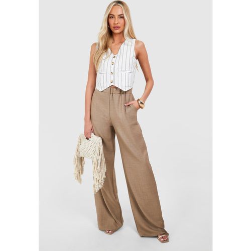 Pantalón Tall De Pernera Ancha Efecto Lino - boohoo - Modalova