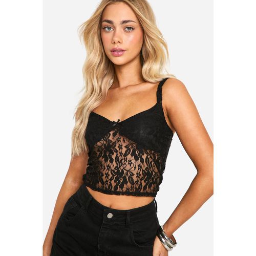 Top in pizzo con canotta con fiocco - boohoo - Modalova