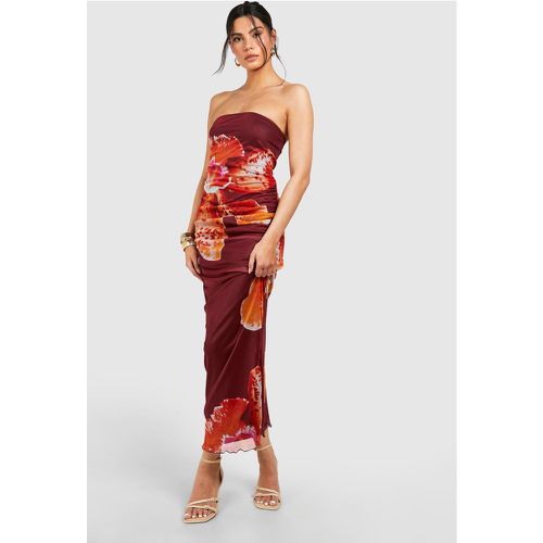 Vestito maxi a fascia in rete tropicale - boohoo - Modalova