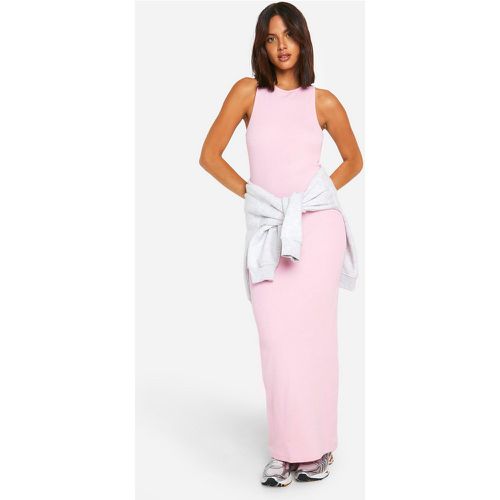 Vestito maxi Basic a coste con scollo a vogatore - boohoo - Modalova