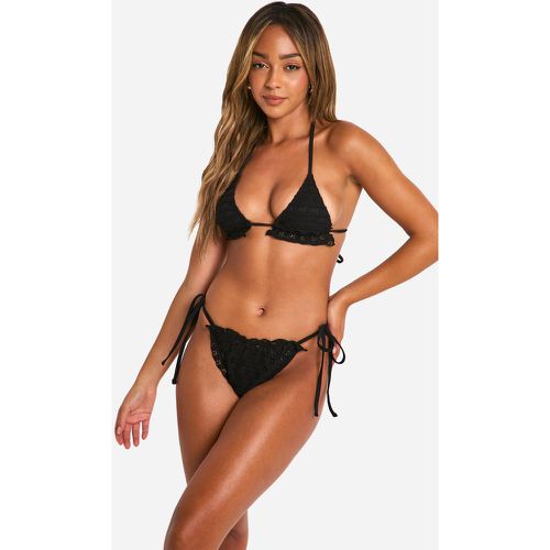 Set bikini in pizzo sangallo con volant - boohoo - Modalova