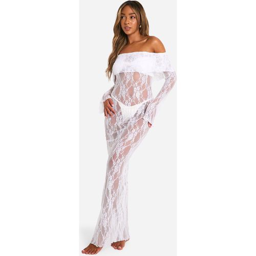 Vestido Maxi Para La Playa De Encaje Con Escote Bardot - boohoo - Modalova