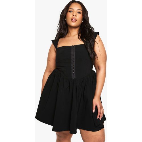Vestido Plus Mini De Tela Elástica Estilo Corsé De Manga Corta - boohoo - Modalova