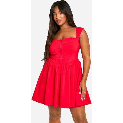 Vestido Plus Mini De Tela Elástica Estilo Corsé De Manga Corta - boohoo - Modalova