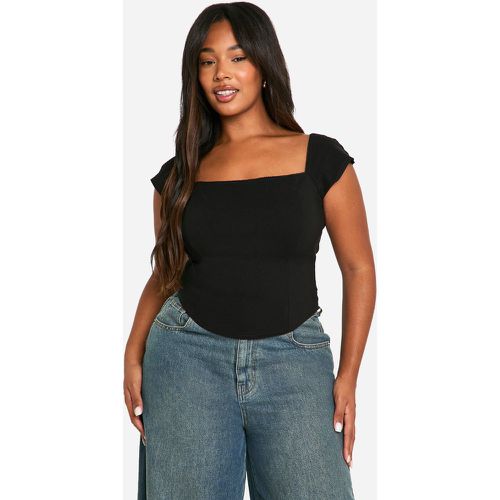 Top a corsetto Plus Size in Stretch con maniche ad aletta - boohoo - Modalova