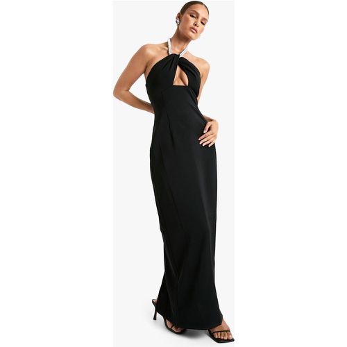 Vestito maxi allacciato al collo rifinito con strass - boohoo - Modalova