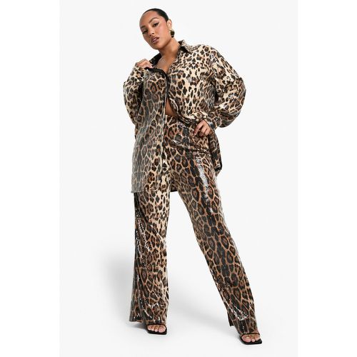 Pantaloni Plus Size leopardati con paillettes - boohoo - Modalova