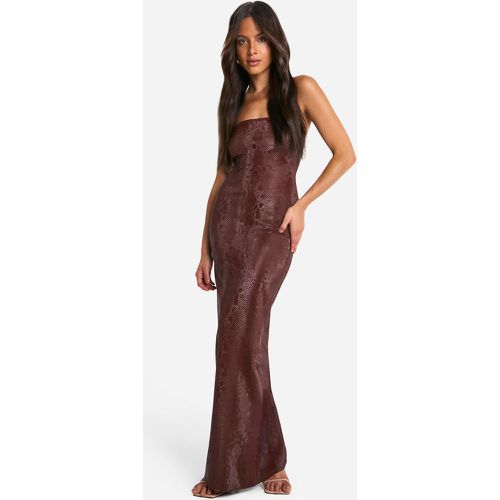 Vestito maxi a fascia in PU effetto pelle di serpente - boohoo - Modalova