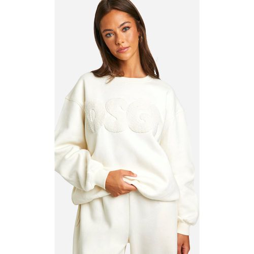 Felpa oversize Dsgn con applique in spugna - boohoo - Modalova