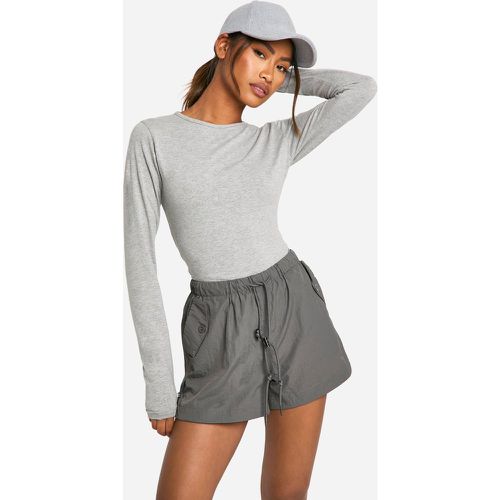 Pantaloncini Cargo in nylon, Grigio - boohoo - Modalova