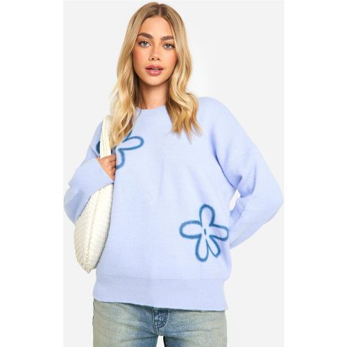 Maglione oversize in maglia con fiori - boohoo - Modalova