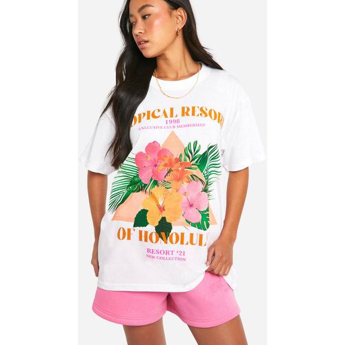 Tropical Palm Printed Oversized T-Shirt - boohoo - Modalova