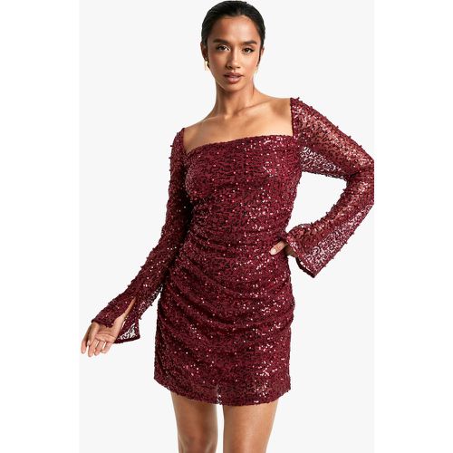 Vestido Petite Mini De Lentejuelas Con Perlas Y Escote Cuadrado - boohoo - Modalova