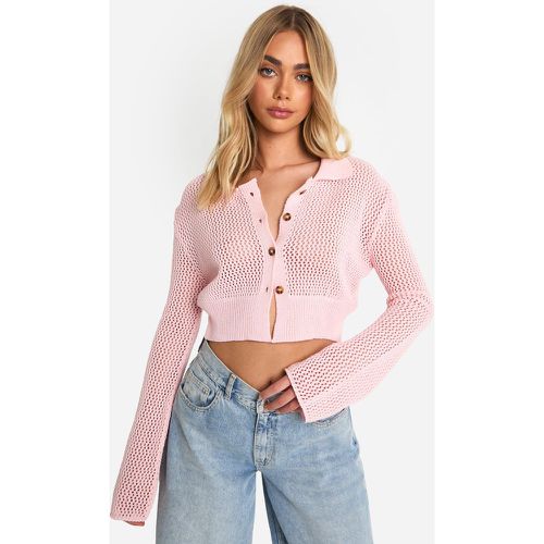 Cárdigan Crop De Punto Ligero Con Cuello - boohoo - Modalova