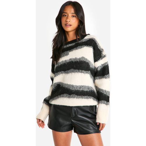 Maglione Petite oversize in jacquard spazzolato - boohoo - Modalova