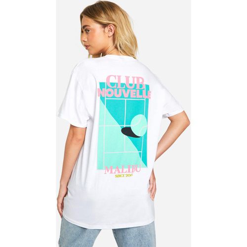 T-shirt oversize con stampa di slogan Padel Club Nouvelle Malibu - boohoo - Modalova
