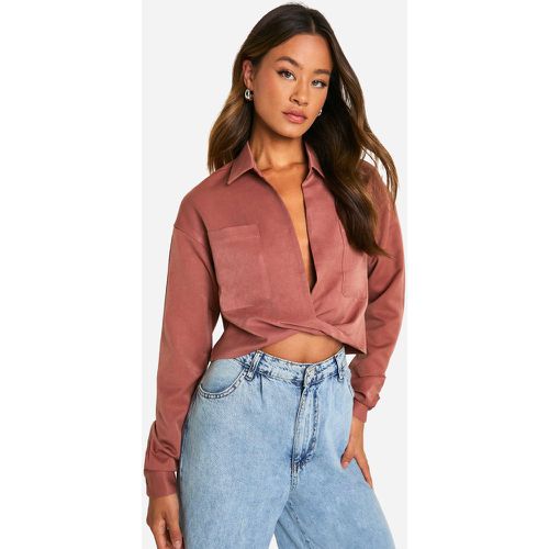 Tall Relaxed Fit Twist Front Shirt - boohoo - Modalova