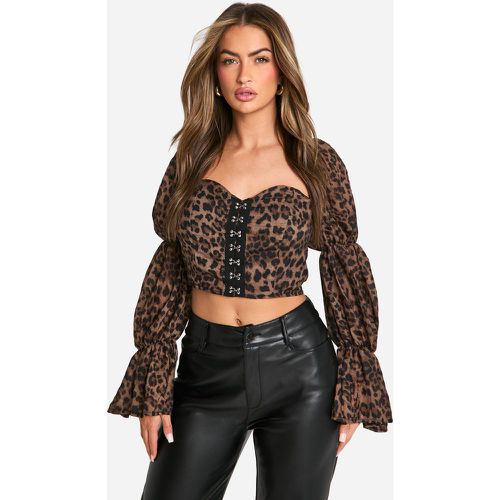 Corsé Estilo Mesonera Con Estampado De Leopardo Y Corchetes - boohoo - Modalova