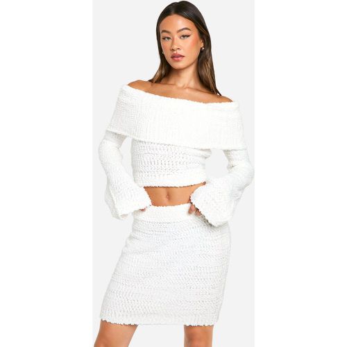 Jersey Tall Crop De Tejido Bouclé Con Escote Bardot - boohoo - Modalova