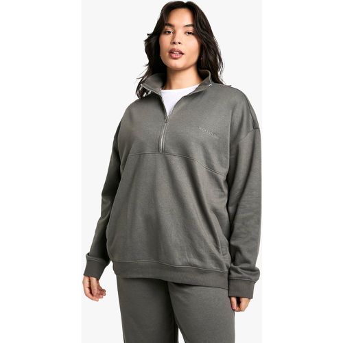 Felpa oversize con ricamo Dsgn Studio e zip corta - boohoo - Modalova