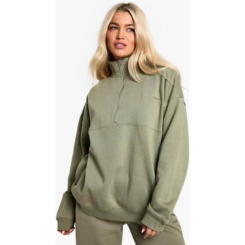 Felpa oversize con ricamo Dsgn Studio e zip corta - boohoo - Modalova