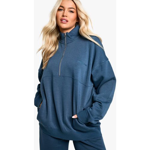 Felpa oversize con ricamo Dsgn Studio e zip corta - boohoo - Modalova