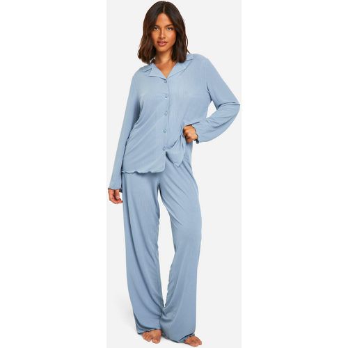 Pijama De Pantalón Largo Y Canalé Con Botones - boohoo - Modalova