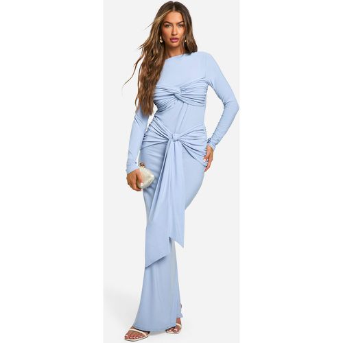 Vestito maxi con ruches e dettagli attorcigliati - boohoo - Modalova