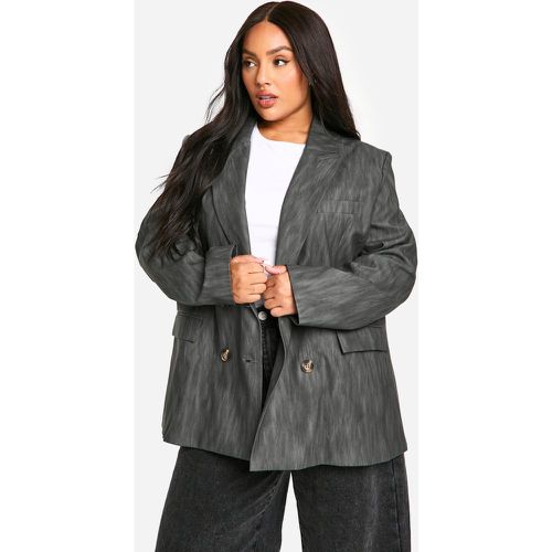 Blazer Plus Size oversize Premium effetto pelle slavata - boohoo - Modalova