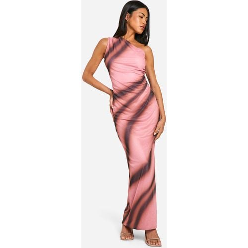 Vestito maxi monospalla in rete con stampa astratta - boohoo - Modalova