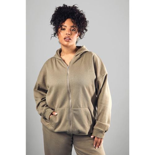 Sudadera Plus Oversize Con Capucha, Cremallera Y Bordado Dsgn Studio - boohoo - Modalova