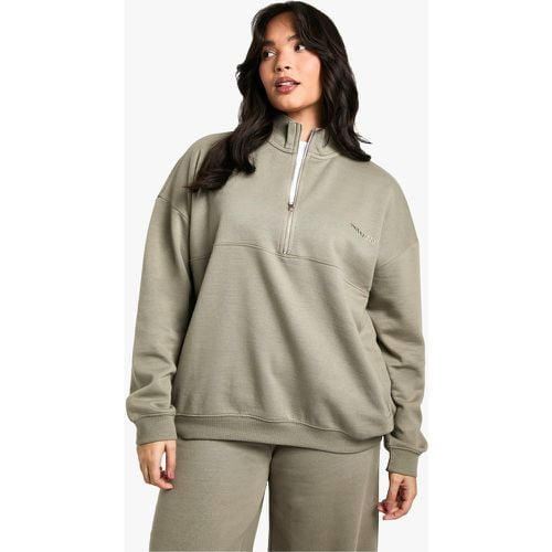 Felpa oversize con ricamo Dsgn Studio e zip corta - boohoo - Modalova