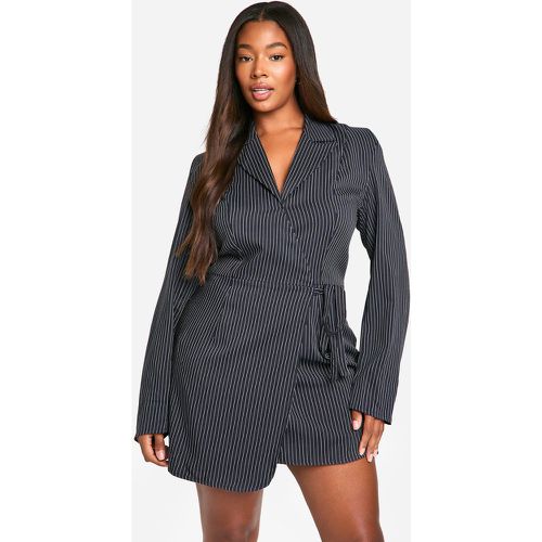 Vestito scaldacuore sartoriale Plus Size a righe intessute - boohoo - Modalova