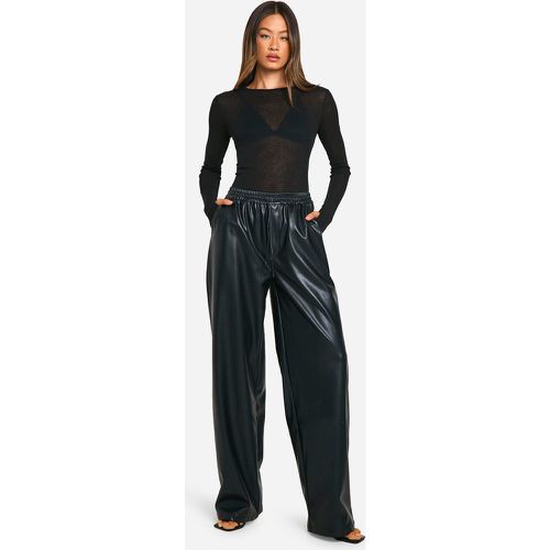 Pantalón Tall De Pernera Ancha Y Cuero Sintético Con Cordón Elástico - boohoo - Modalova