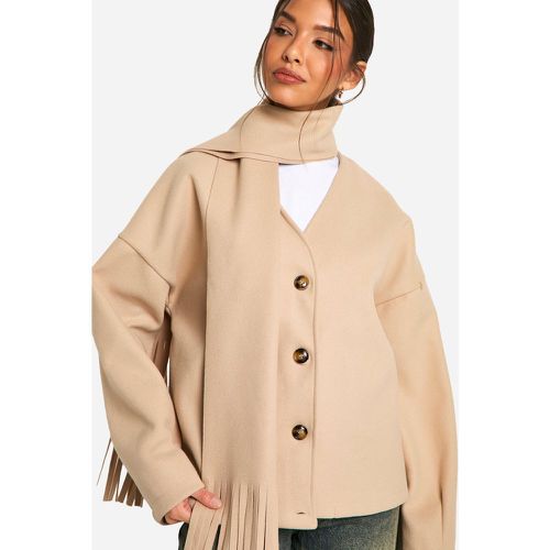 In 1 Wool Look Scarf Detail Jacket - boohoo - Modalova