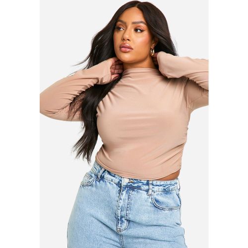 Top Plus De Manga Larga Con Costura Lateral Fruncida - boohoo - Modalova