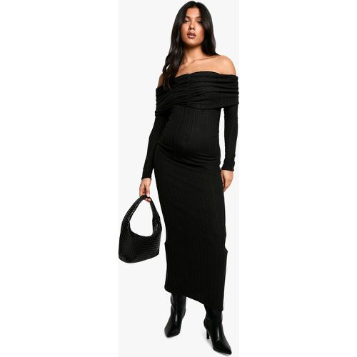 Vestido Premamá Maxi Texturizado De Manga Larga Con Escote Bardot - boohoo - Modalova