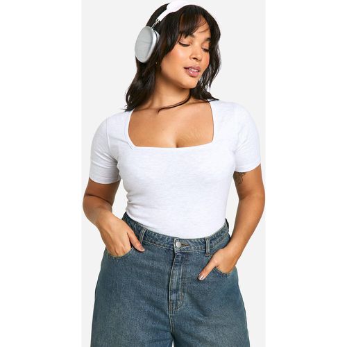 Body Plus Size a maniche corte in cotone con scollo quadrato - boohoo - Modalova